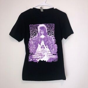 Black Graphic Tee with Purple Design Labyrinth Vintage Collectible Shirt Movie